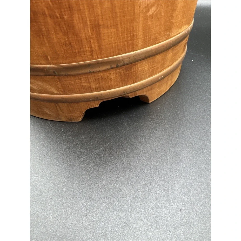 Antique Primitive Wooden Grain Bucket Cottagecore Made In Japan RARE
